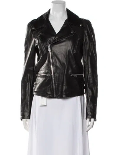 Pre-owned Gucci 2016 Leather Biker Jacket In Black