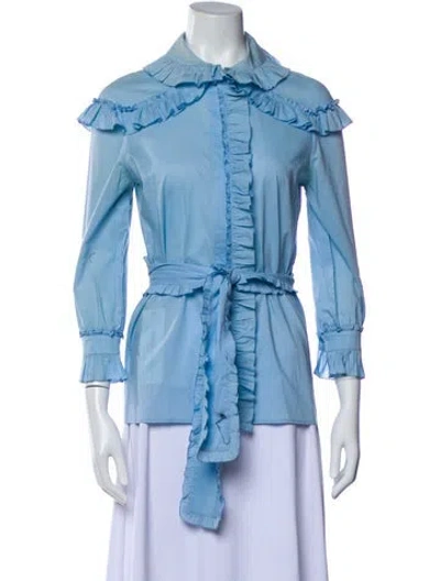 Pre-owned Gucci 2016 Long Sleeve Blouse In Blue