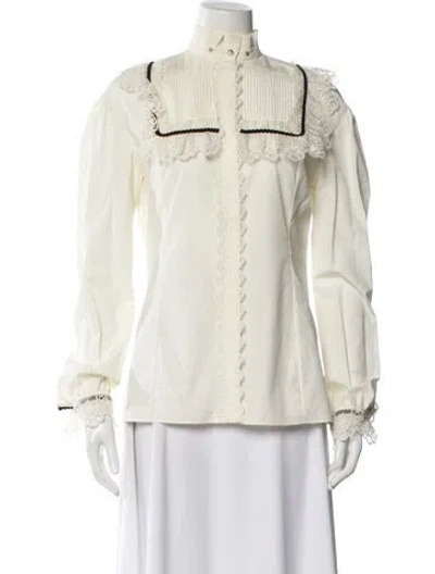 Pre-owned Gucci 2016 Long Sleeve Blouse In White