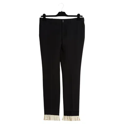 Pre-owned Gucci 2016 Pantalon Soie Fr40 Silk Wool Crepe Ruffled Pants It44 Us29 In Black