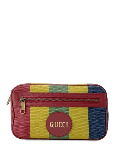 Pre-owned Gucci 2016-present Baiadera Canvas Stripe Belt Bag In Red