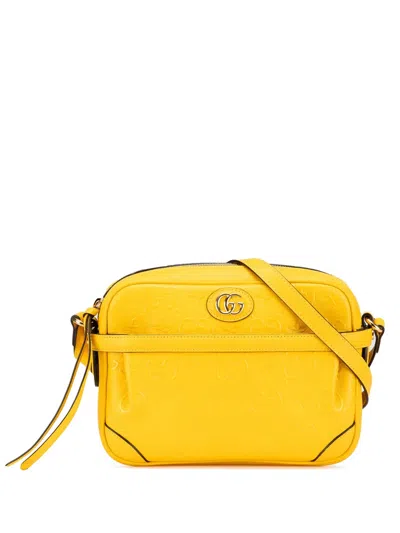 Pre-owned Gucci 2016-present Gg Star Embossed Leather Crossbody Bag In 黄色