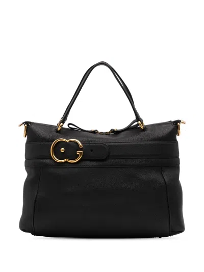 Pre-owned Gucci 2016-present Medium Leather Ride Top Handle Bag Satchel In Black