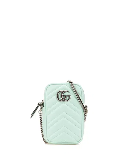 Pre-owned Gucci 2016-present Mini Gg Marmont Leather Matelasse Crossbody Bag In Green