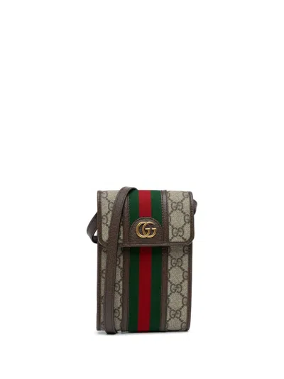 Pre-owned Gucci 2016-present Mini Gg Supreme Web Ophidia Crossbody Bag In Brown