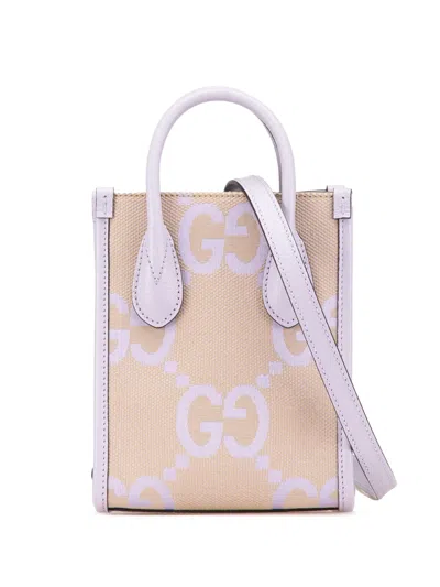 Pre-owned Gucci 2016-present Mini Jumbo Gg Canvas Interlocking G Satchel In Brown