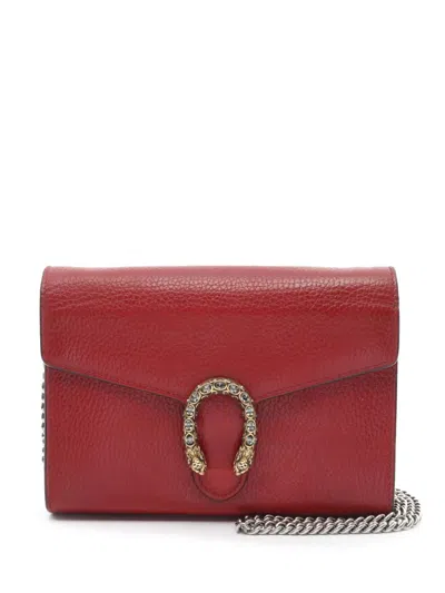 Pre-owned Gucci 2016-present Mini Leather Dionysus Wallet On Chain Crossbody Bag In 红色