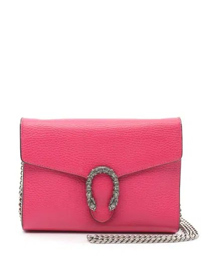 Pre-owned Gucci 2016-present Mini Leather Dionysus Wallet On Chain Crossbody Bag In 粉色
