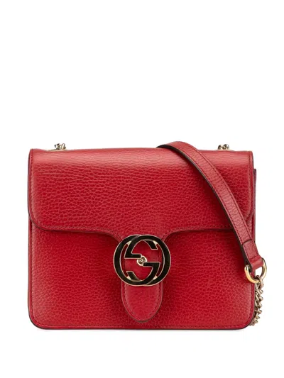 Pre-owned Gucci 2016-present Small Dollar Calfskin Interlocking G Crossbody Bag In Red