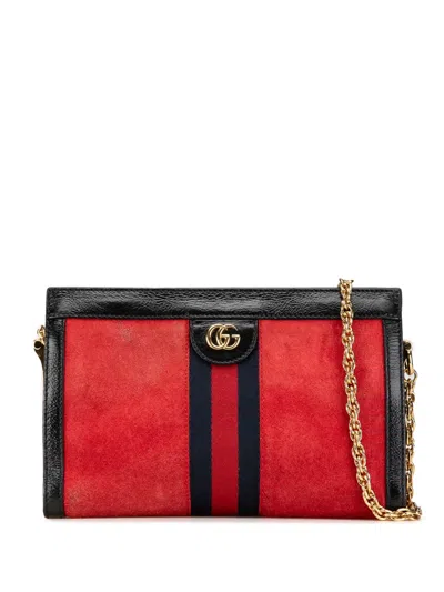 Pre-owned Gucci 2016-present Small Suede Ophidia Chain Crossbody Bag In 红色