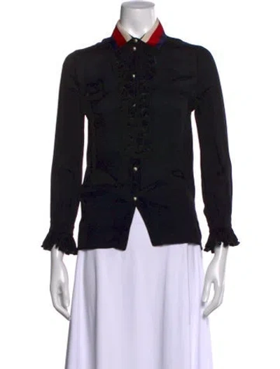 Pre-owned Gucci 2016 Silk Blouse In Black