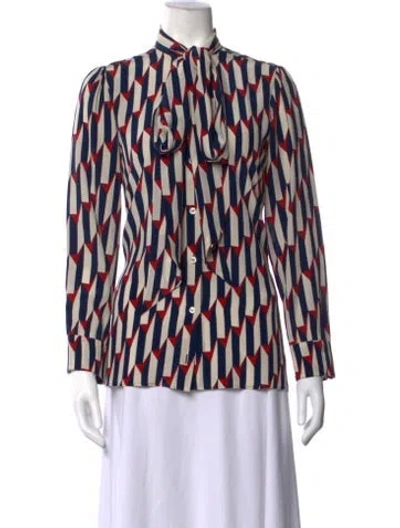 Pre-owned Gucci 2016 Silk Blouse In Blue