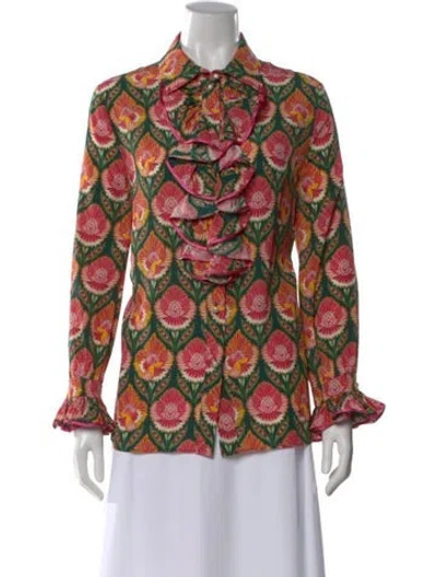 Pre-owned Gucci 2016 Silk Blouse In Green