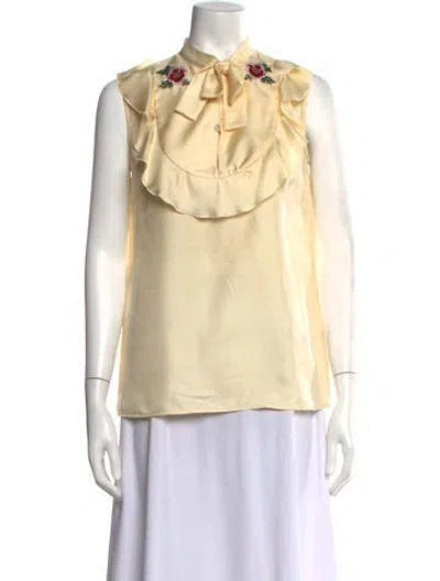 Pre-owned Gucci 2016 Silk Blouse In Neutrals/pink/red