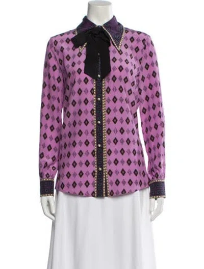 Pre-owned Gucci 2016 Silk Blouse In Purple