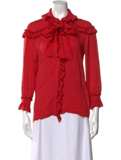 Pre-owned Gucci 2016 Silk Blouse In Red
