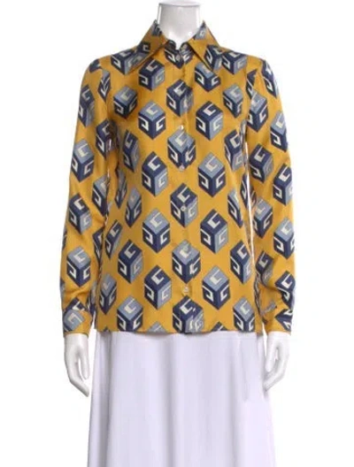 Pre-owned Gucci 2016 Silk Blouse In Yellow
