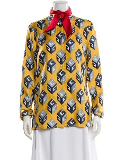Pre-owned Gucci 2016 Silk Blouse In Yellow