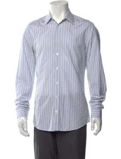 Pre-owned Gucci 2016 Striped Dress Shirt In Blue