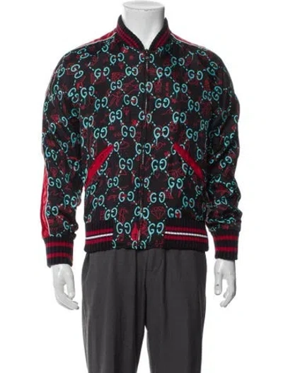 Pre-owned Gucci 2016 Sylvie Web Accent Bomber Jacket In Multi