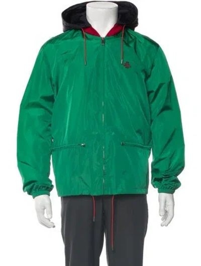 Pre-owned Gucci 2016 Sylvie Web Accent Windbreaker In Green