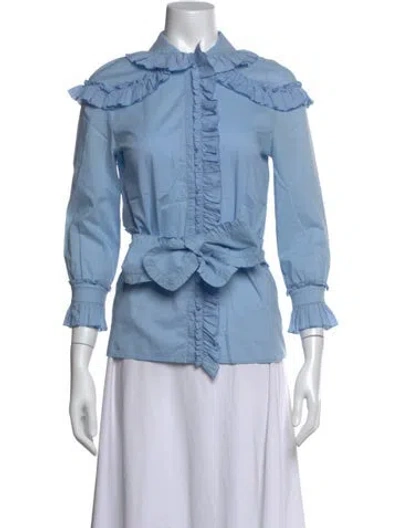 Pre-owned Gucci 2016 Three-quarter Sleeve Blouse In Blue