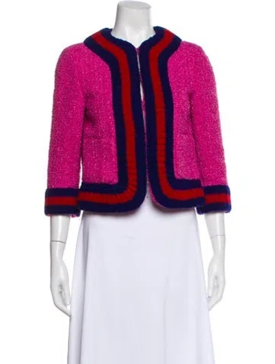 Pre-owned Gucci 2016 Tweed Pattern Evening Jacket In Pink
