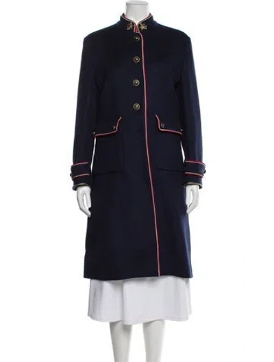 Pre-owned Gucci 2016 Wool Trench Coat In Blue