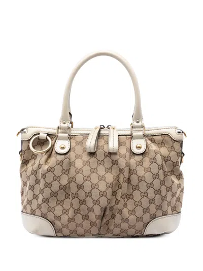 Pre-owned Gucci 2016-2016 Gg Canvas Sukey Satchel In Neutral