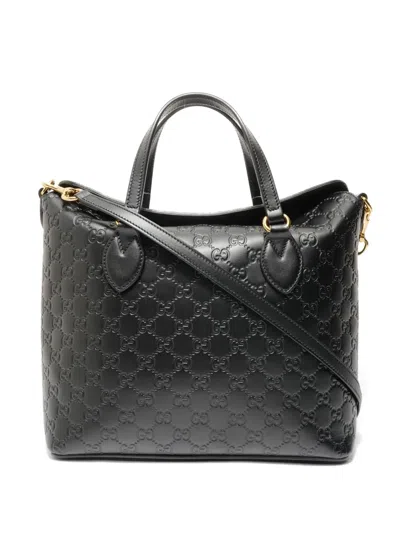 Pre-owned Gucci 2016-2019 Ssima Gg Tote Bag In Black