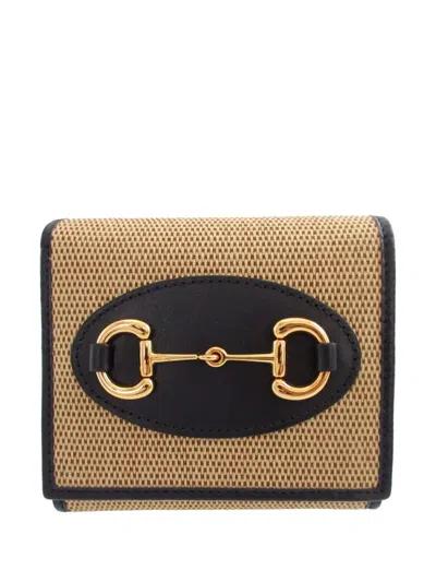 Pre-owned Gucci 2016-2025 Canvas Horsebit 1955 Bifold Wallet Small Wallets In Blue