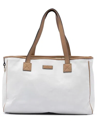 Pre-owned Gucci 2016-2025 Canvas Tote Bag In White