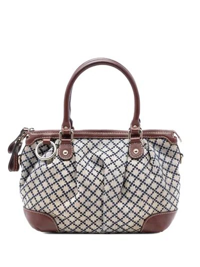 Pre-owned Gucci 2016-2025 Diamante Canvas Sukey Satchel In Neutral
