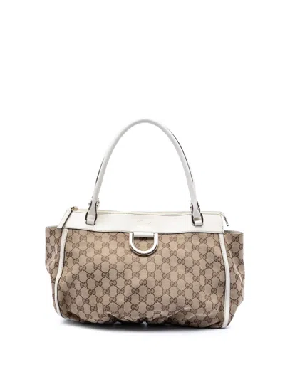 Pre-owned Gucci 2016-2025 Gg Canvas Abbey D Ring Tote Bag In Neutral