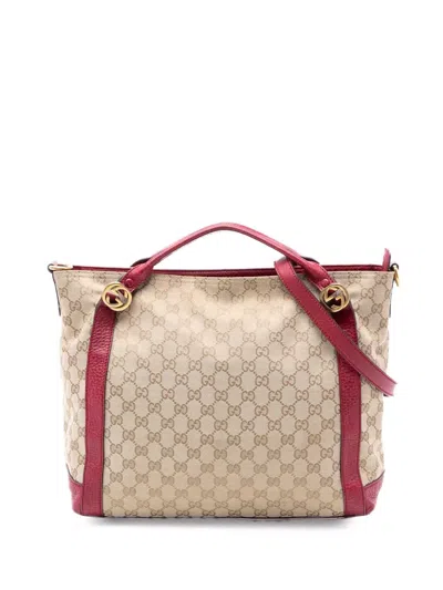 Pre-owned Gucci 2016-2025 Gg Canvas Miss Gg Satchel In Red