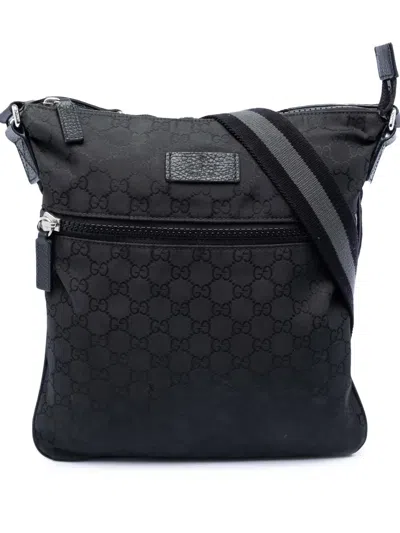 Pre-owned Gucci 2016-2025 Gg Nylon Crossbody Bag In Black
