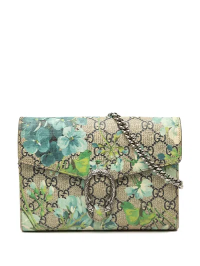 Pre-owned Gucci 2016-2025 Gg Supreme Blooms Dionysus Wallet On Chain Crossbody Bag In Brown