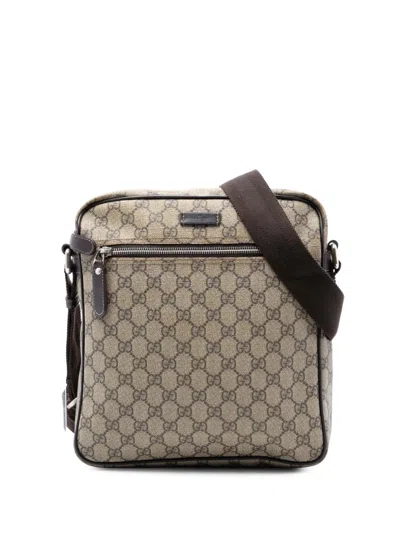 Pre-owned Gucci 2016-2025 Gg Supreme Crossbody Bag In Neutral
