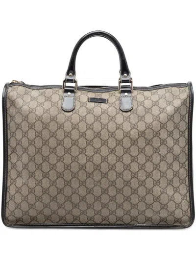 Pre-owned Gucci 2016-2025 Gg Supreme Satchel In Neutral