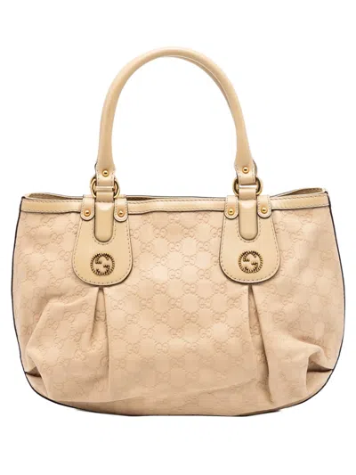 Pre-owned Gucci 2016-2025 Ssima Scarlett Tote Bag In Neutral