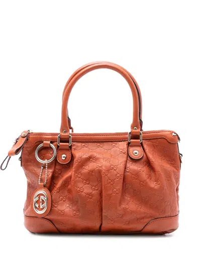 Pre-owned Gucci 2016-2025 Ssima Sukey Satchel In Orange