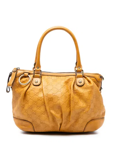 Pre-owned Gucci 2016-2025 Ssima Sukey Satchel In Yellow