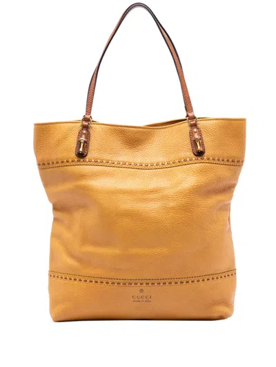 Pre-owned Gucci 2016-2025 Large Calfskin Laidback Crafty Tote Bag In Brown