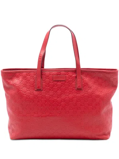 Pre-owned Gucci 2016-2025 Large Ssima Tote Bag In Red