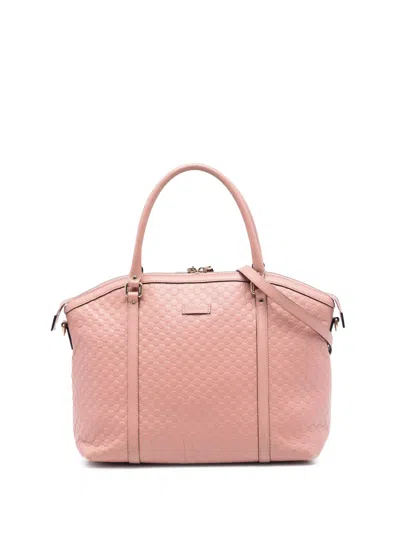 Pre-owned Gucci 2016-2025 Large Microssima Dome Satchel In Pink