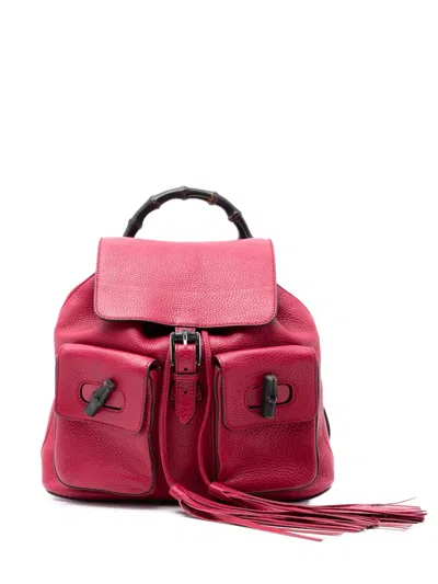 Pre-owned Gucci 2016-2025 Leather Bamboo Tassel Backpack In Pink