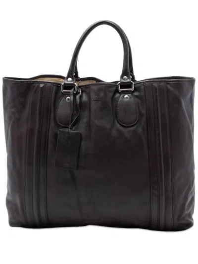 Pre-owned Gucci 2016-2025 Leather Tote Bag In Brown