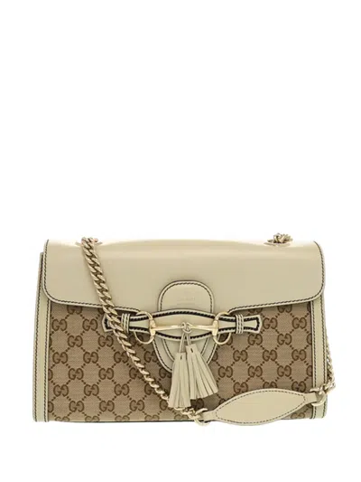 Pre-owned Gucci 2016-2025 Medium Gg Canvas Emily Shoulder Bag In Neutral