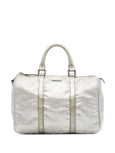 Pre-owned Gucci 2016-2025 Medium Gg Imprime Joy Boston Bag In Silver