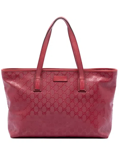 Pre-owned Gucci 2016-2025 Medium Gg Imprime Tote Bag In Red
